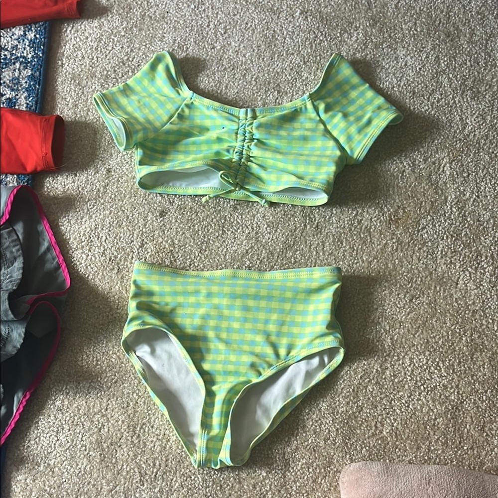 Old Navy Kids Swim Bikini - Green and Yellow Checkered